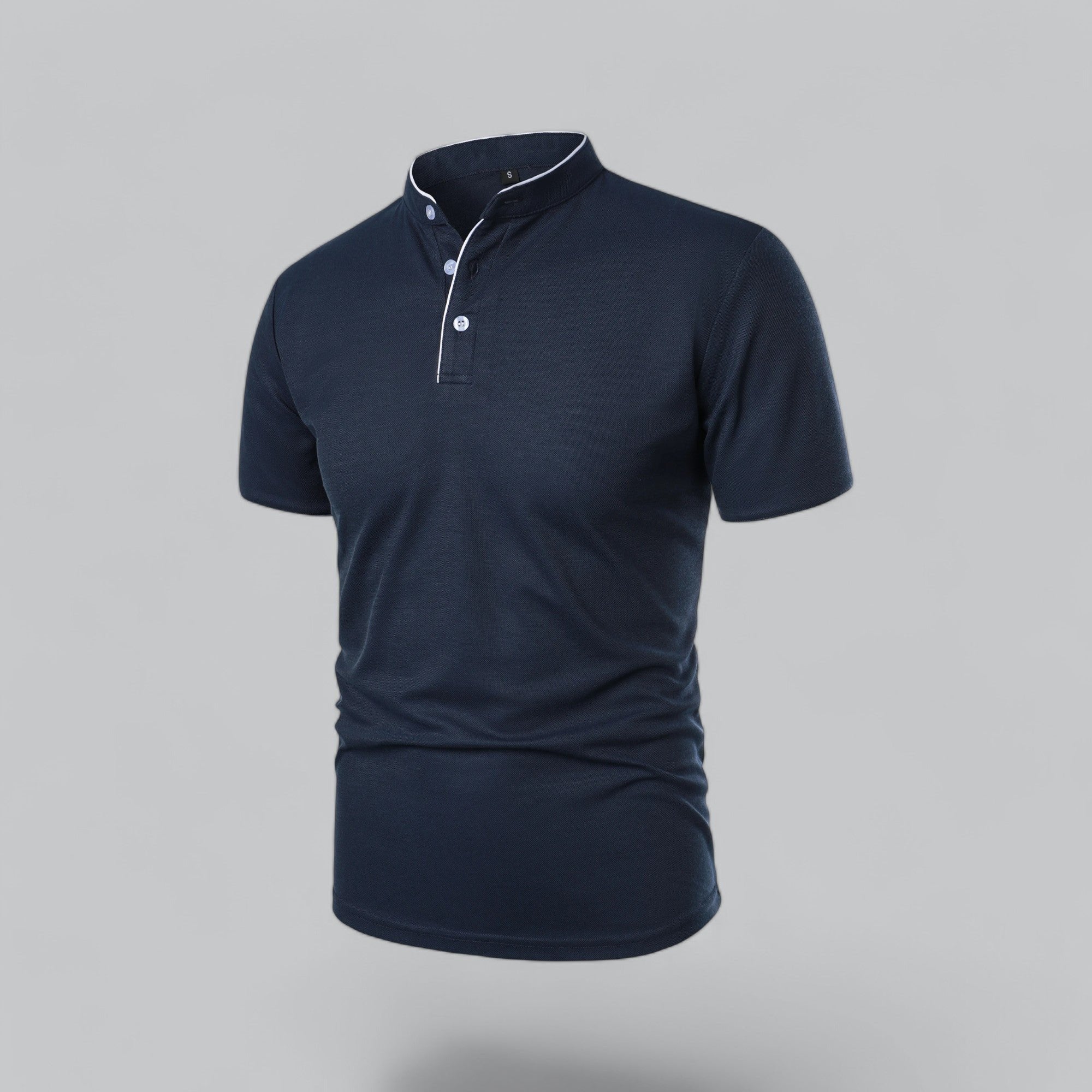 Men's Regular-Fit Short-Sleeve Mandarin Collar Cotton Polo Shirt