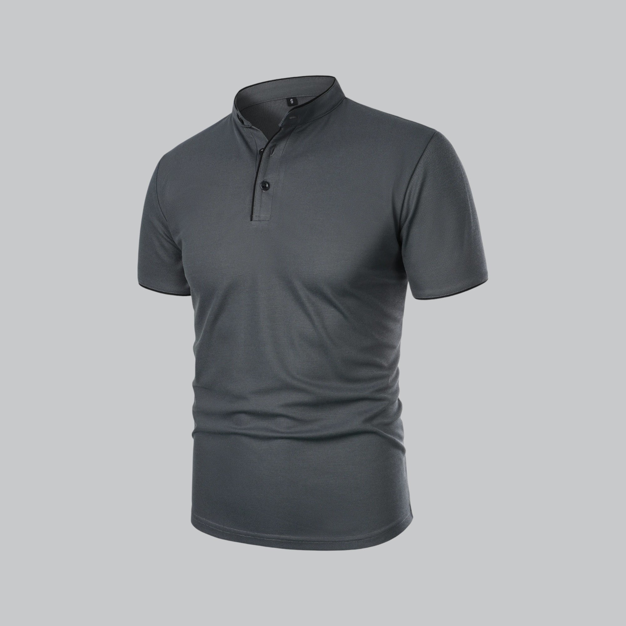 Men's Regular-Fit Short-Sleeve Mandarin Collar Cotton Polo Shirt