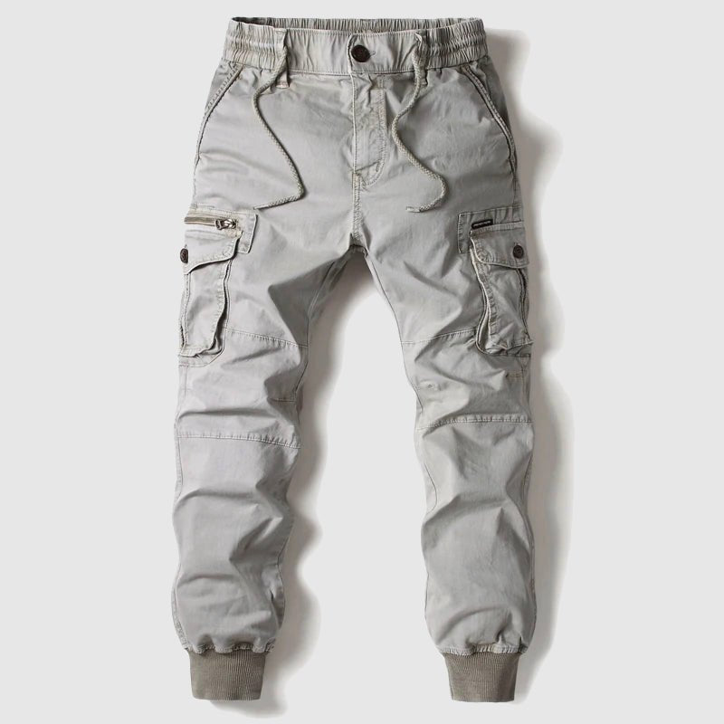 Men's Relaxed-Fit Multi-Pocket Cargo Jogger Trousers - Grey