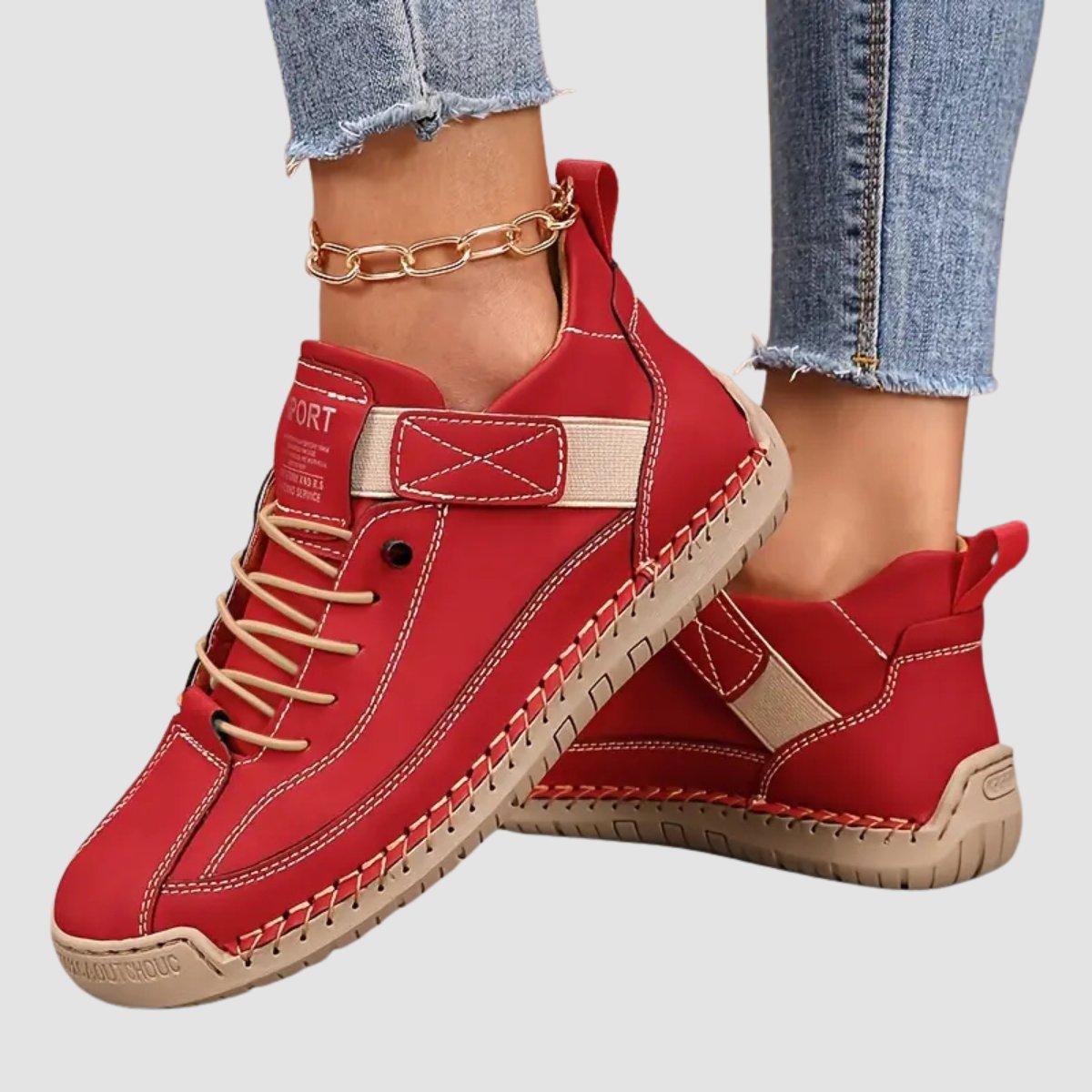 Men's Wide-Fit Orthopedic Arch-Support Leather Trainers - Red (Almost sold out!)