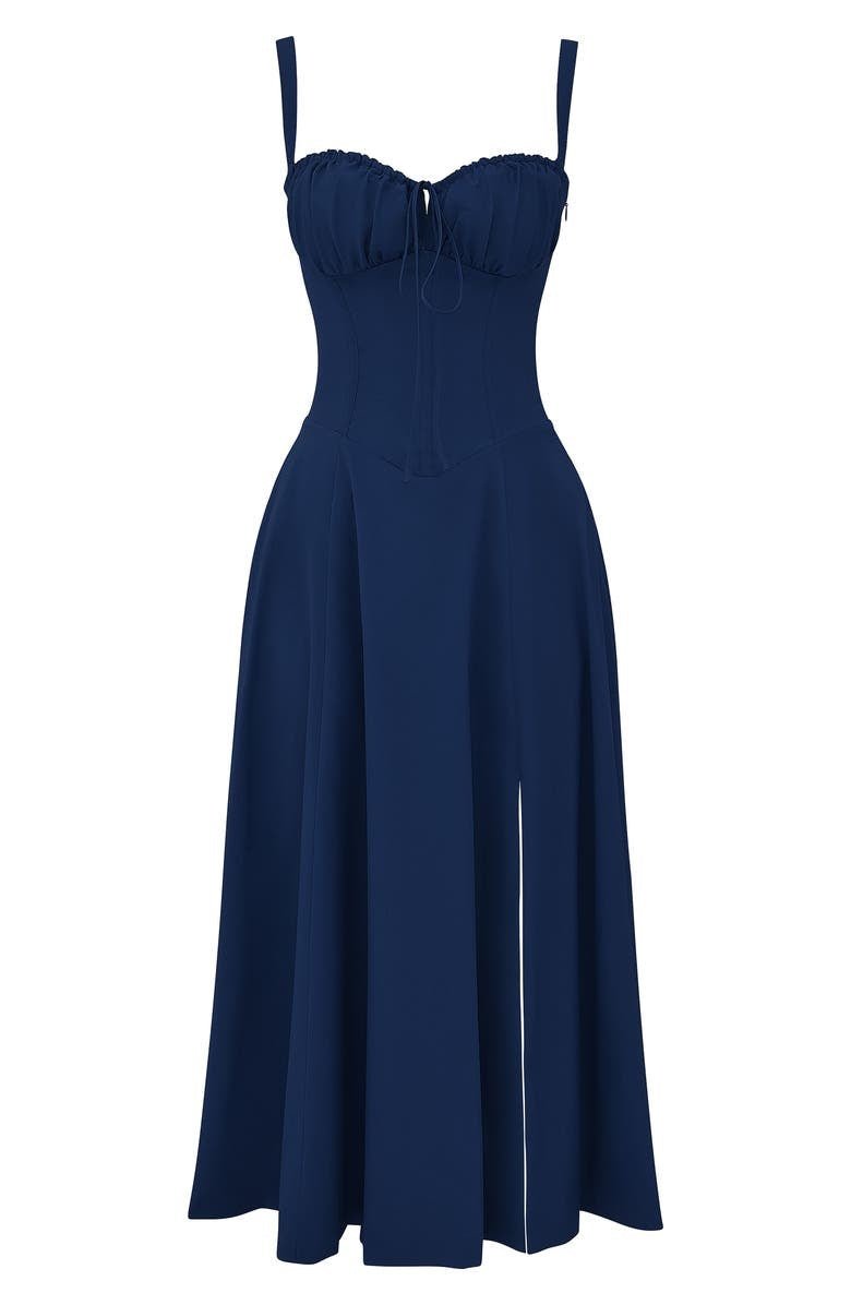Women’s Elegant Corset Midi Dress - Classic A-Line Silhouette