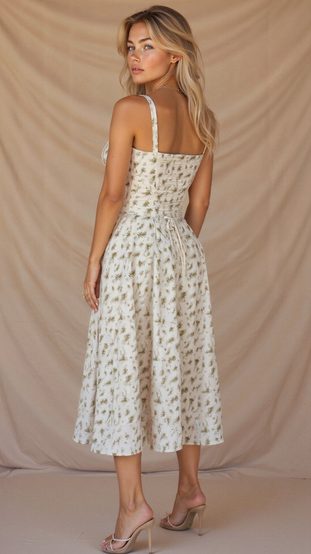 Women’s Elegant Corset Midi Dress - Classic A-Line Silhouette