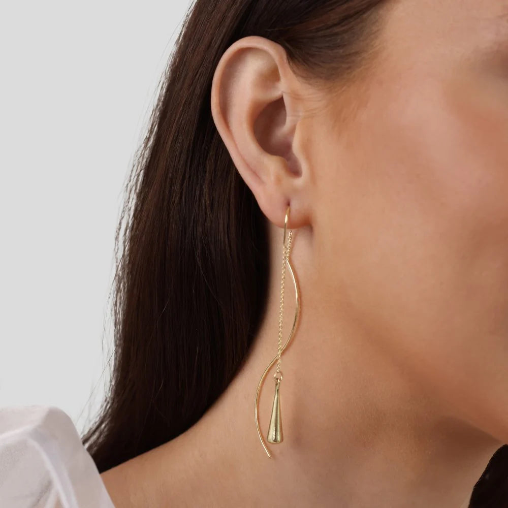 Nora - Gold Plated Teardrop Tassel Earrings