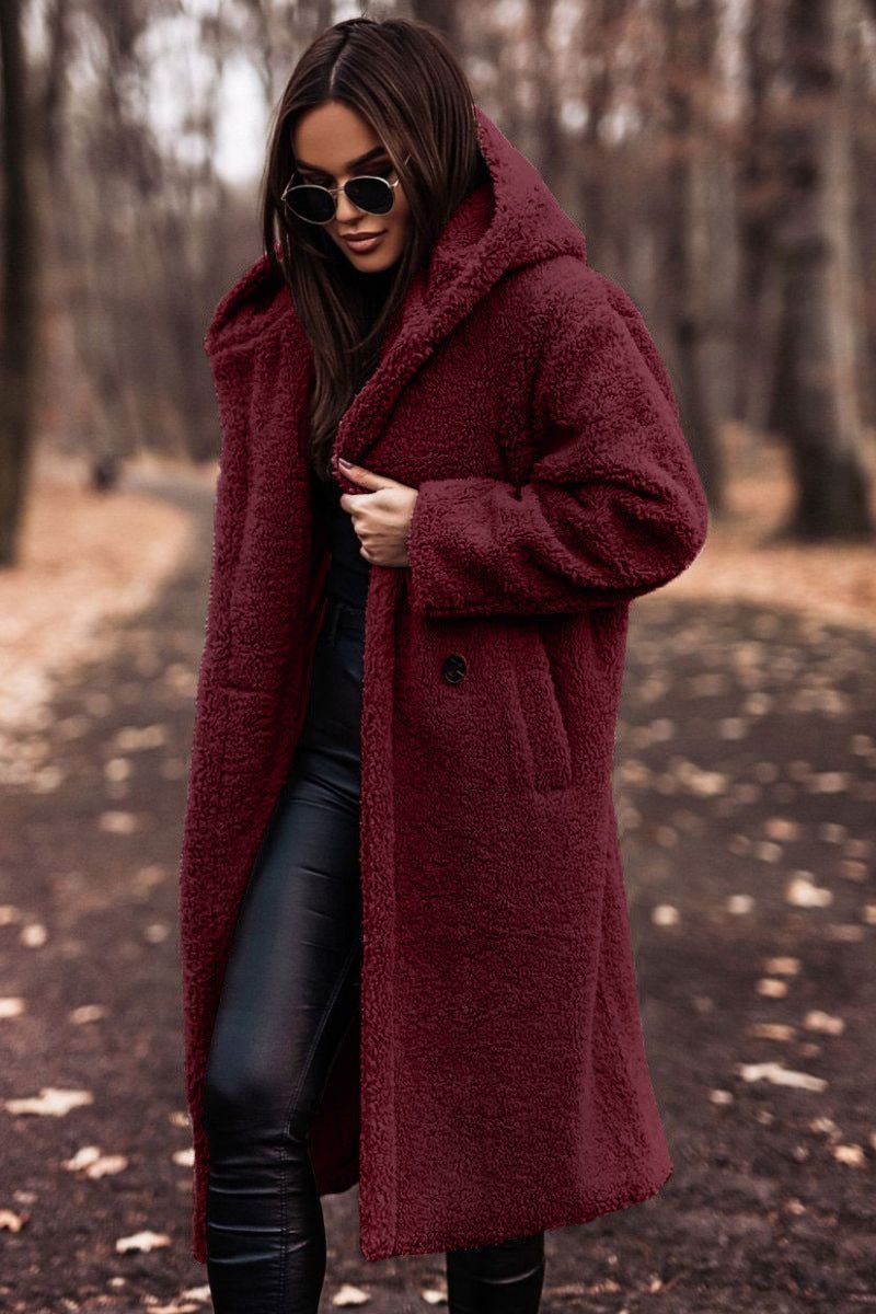 Women’s Aurora Plush Teddy Coat - Longline Hooded Winter Layer