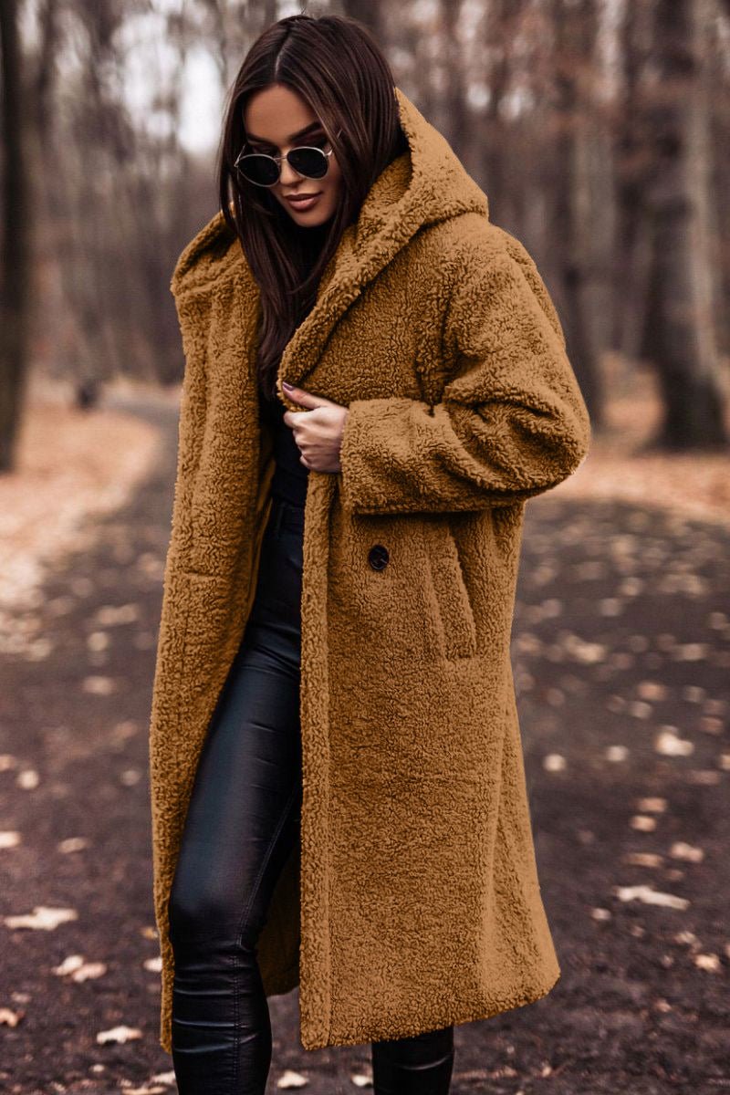 Women’s Aurora Plush Teddy Coat - Longline Hooded Winter Layer