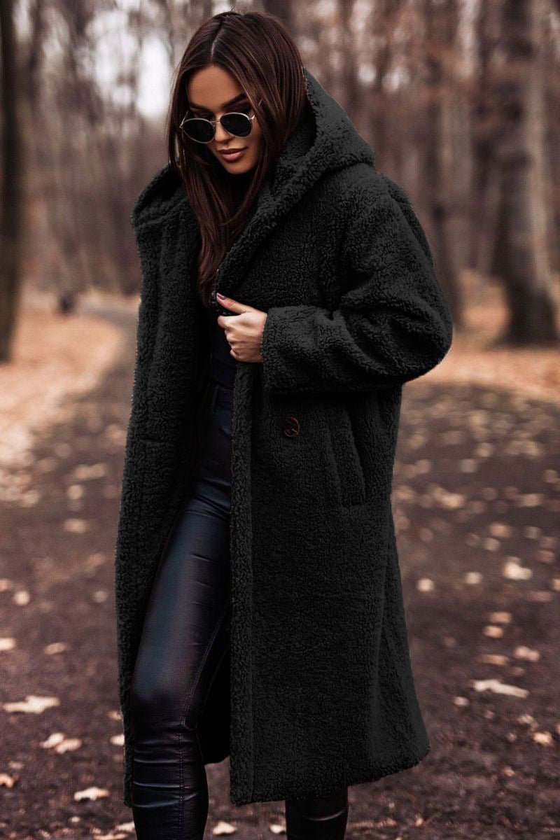 Women’s Aurora Plush Teddy Coat - Longline Hooded Winter Layer