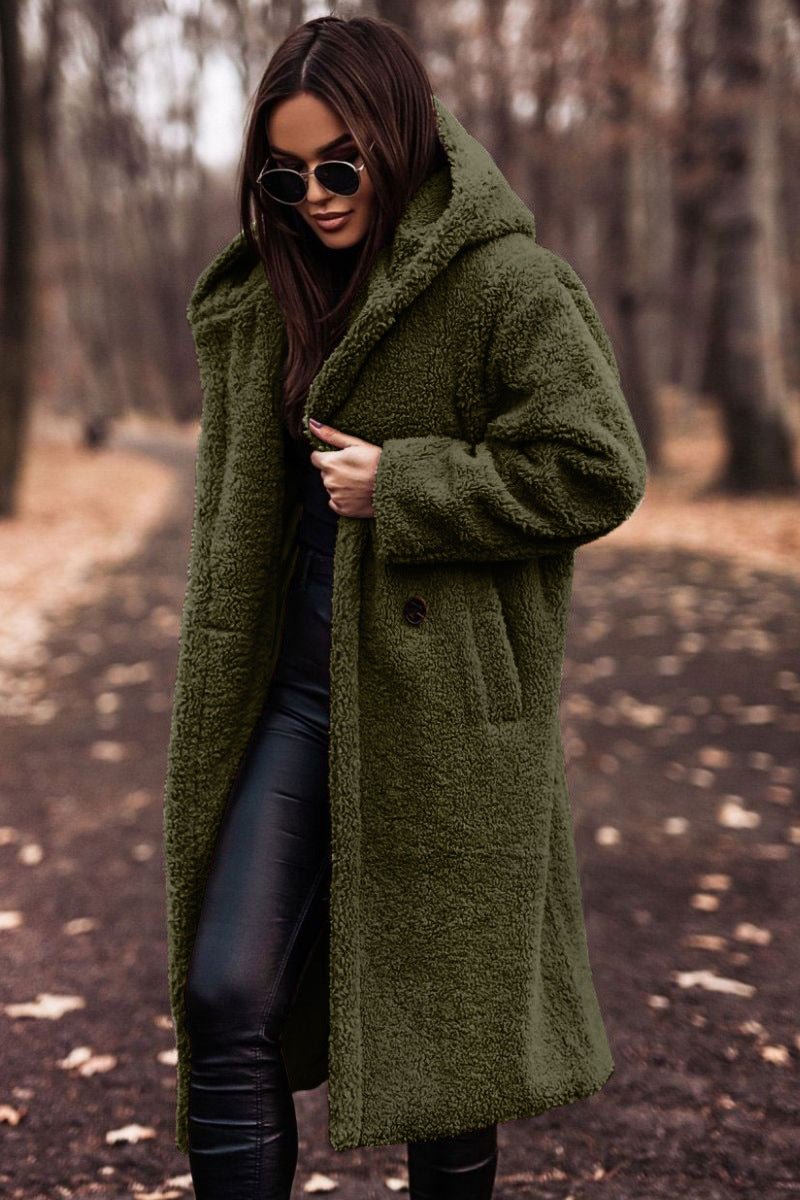 Women’s Aurora Plush Teddy Coat - Longline Hooded Winter Layer