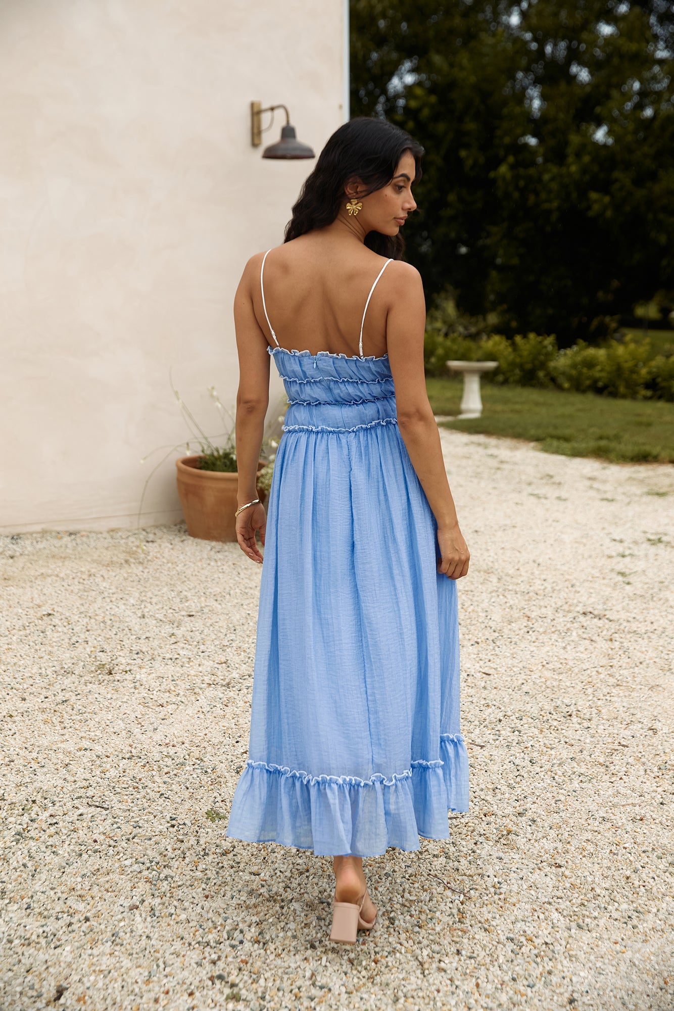 Elidi - Ruched Tie-Front Maxi Sundress