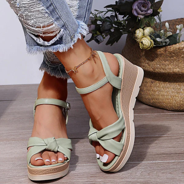 Lianne - Cross Strap Wedge Sandals