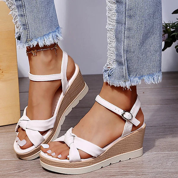 Lianne - Cross Strap Wedge Sandals