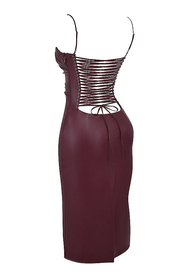 Mona - Leather Midi Dress