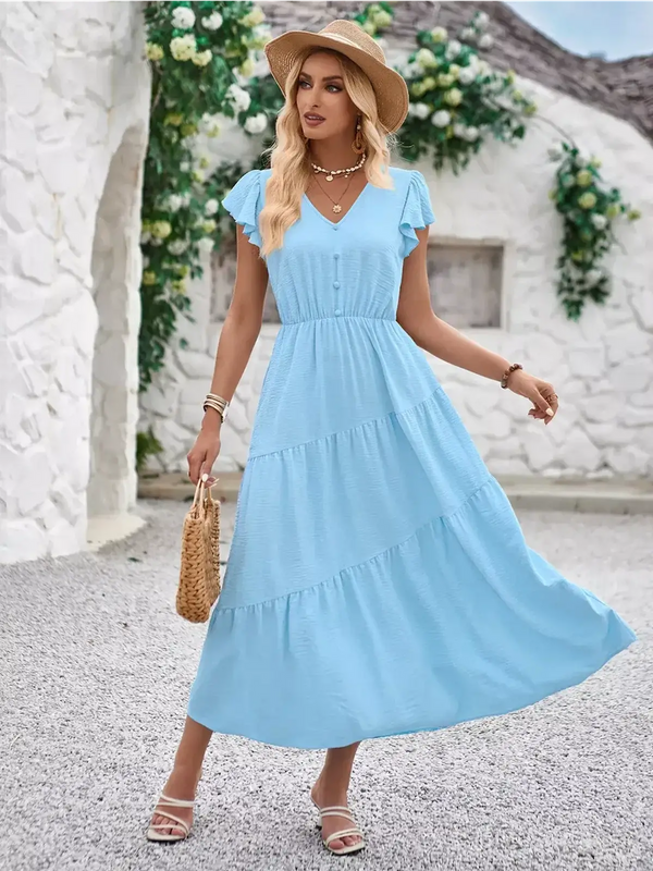 Amaria - Flutter-Tiered Midi Dress