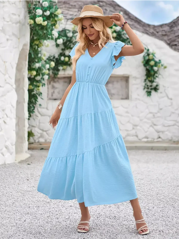 Amaria - Flutter-Tiered Midi Dress