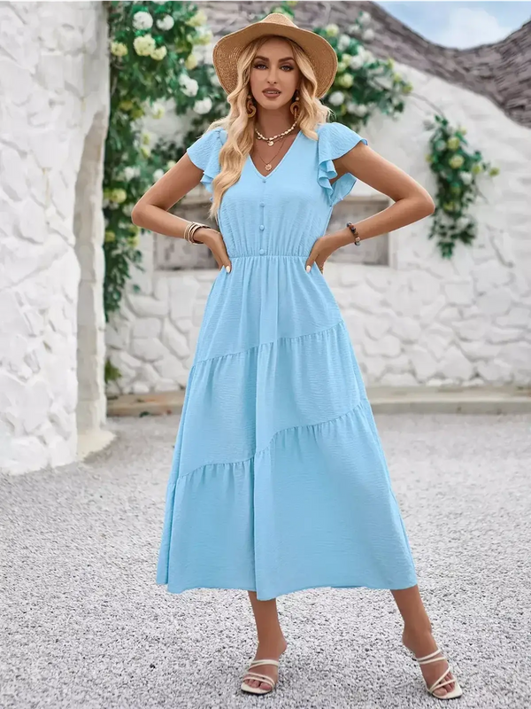 Amaria - Flutter-Tiered Midi Dress