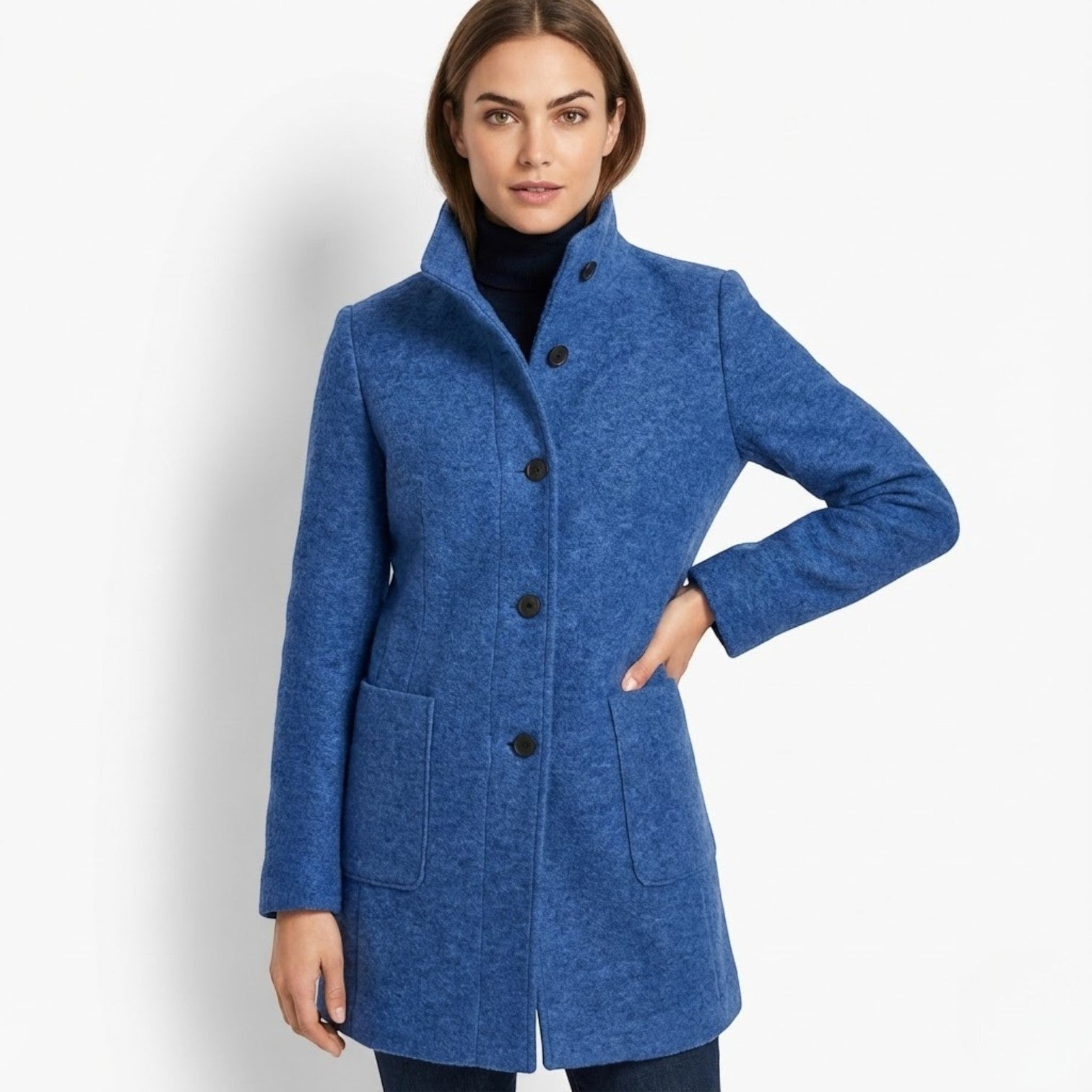 Women’s Stand-Up Collar Button-Front Coat