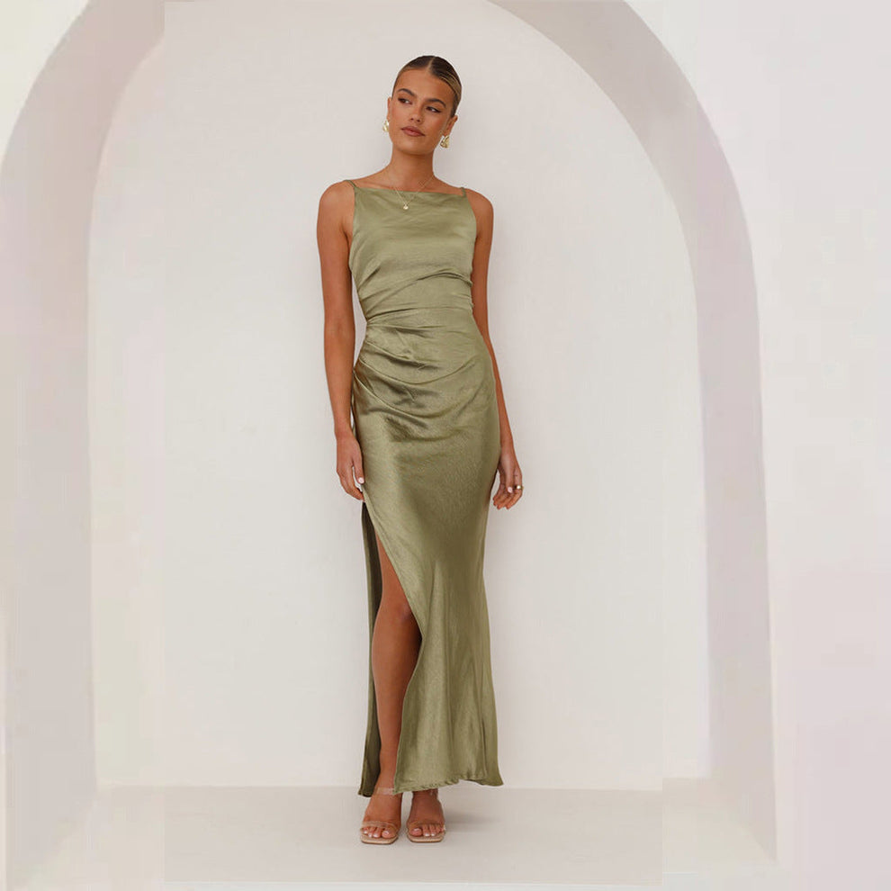 Elira - Satin Backless Side-Slit Gown