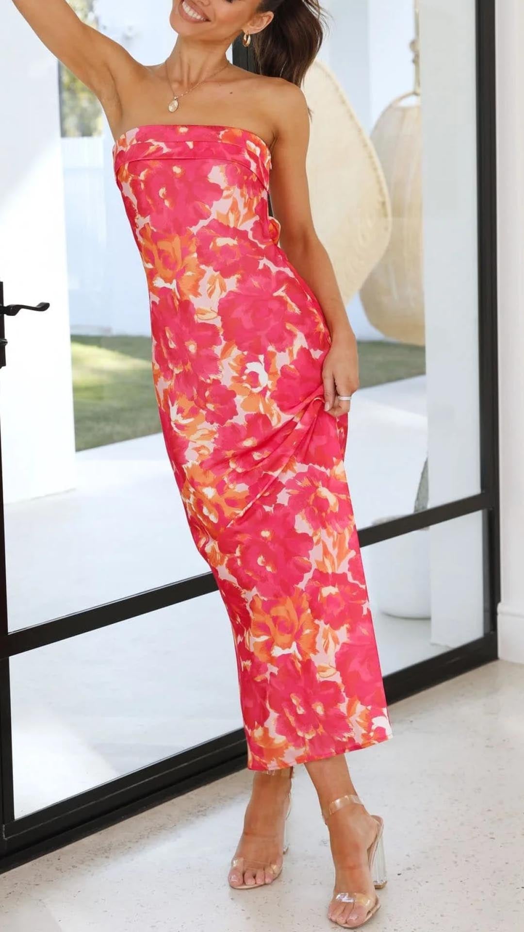 Lilura - Sunset Bloom Strapless Dress