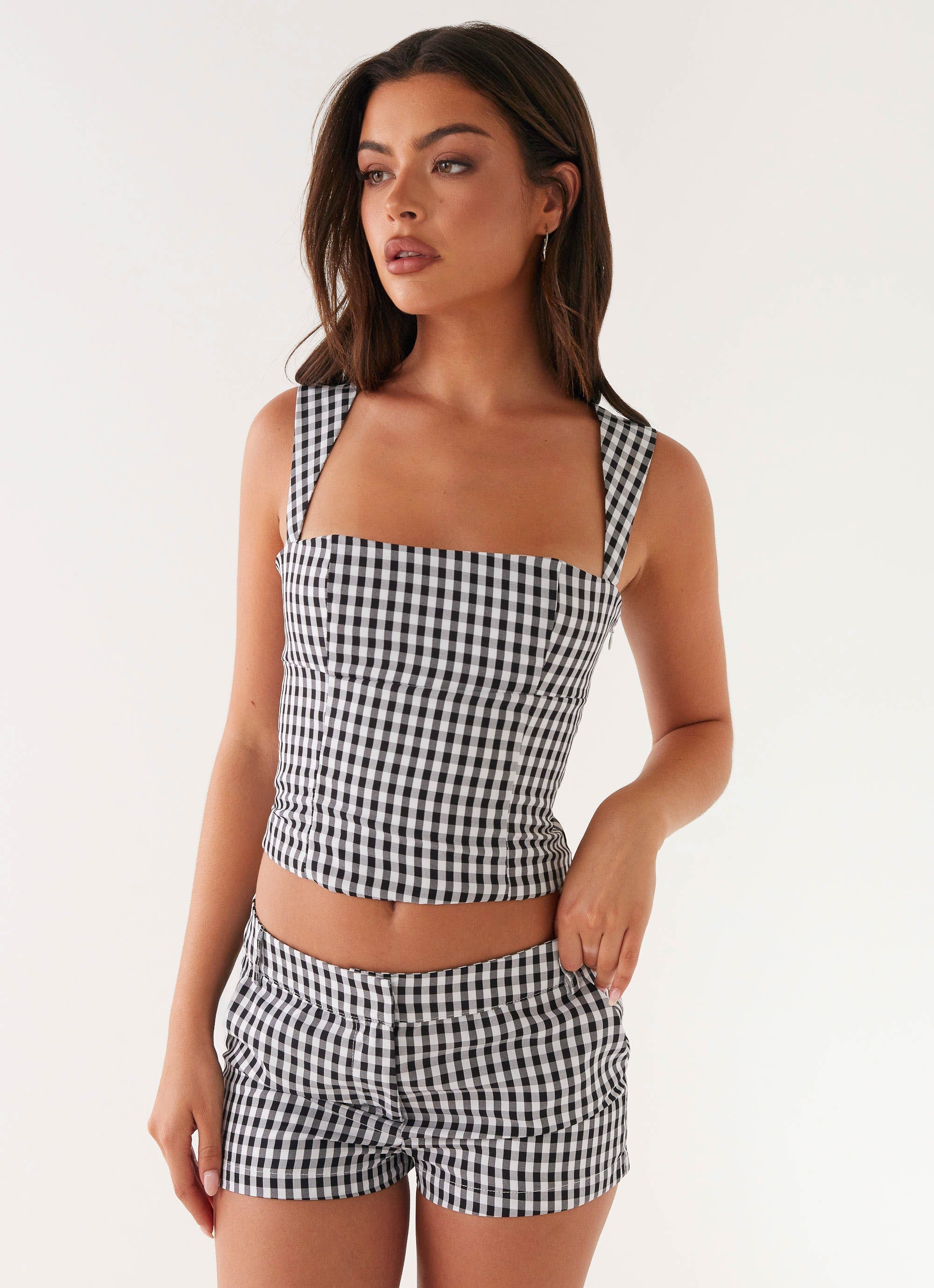 Lira - Gingham Lace-Up Back Set