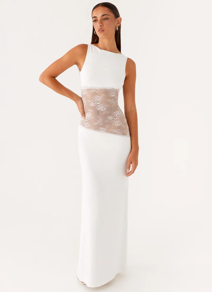 Lucinda - Sheer Lace Panel Maxi Dress