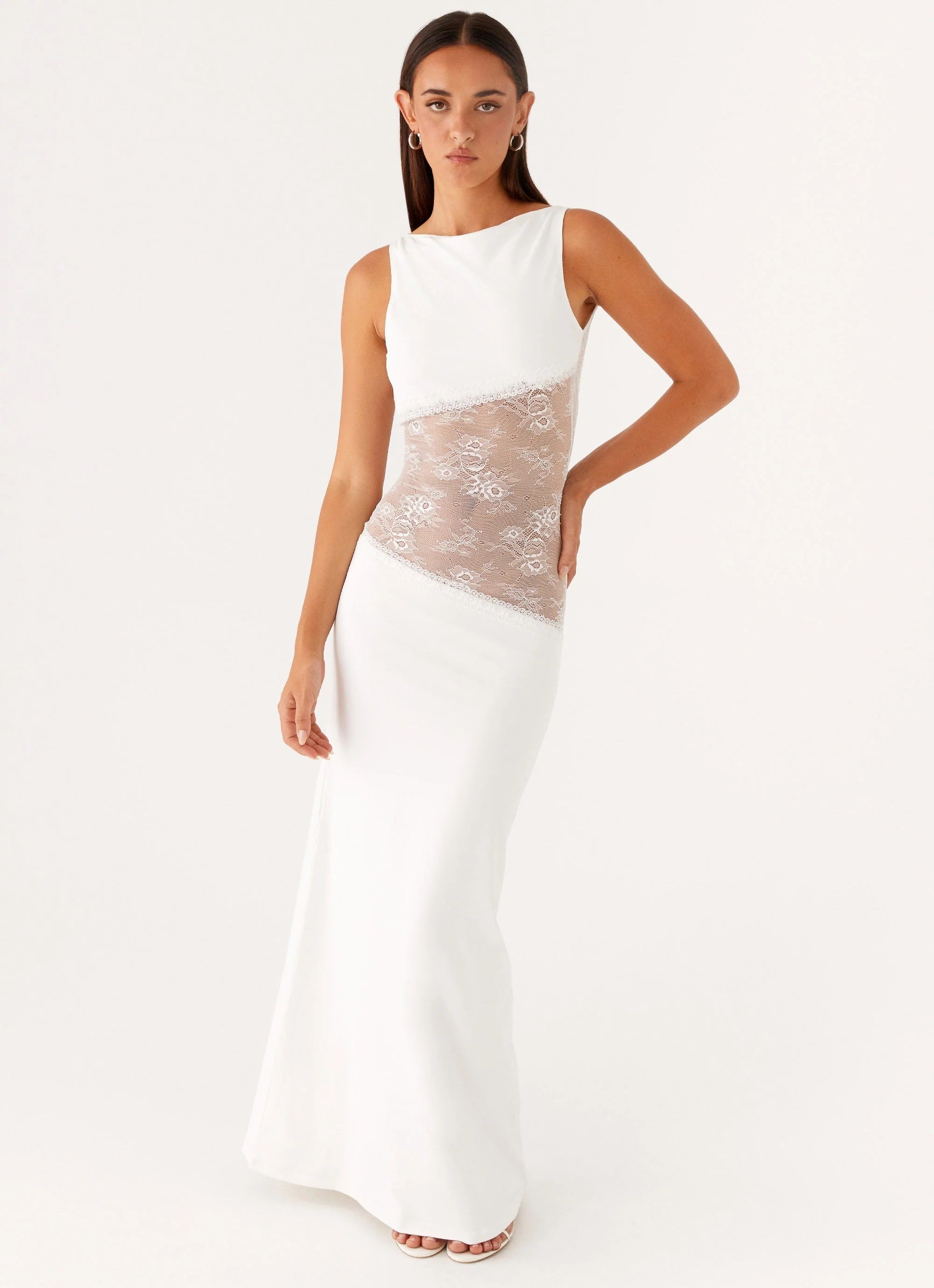 Lucinda - Sheer Lace Panel Maxi Dress