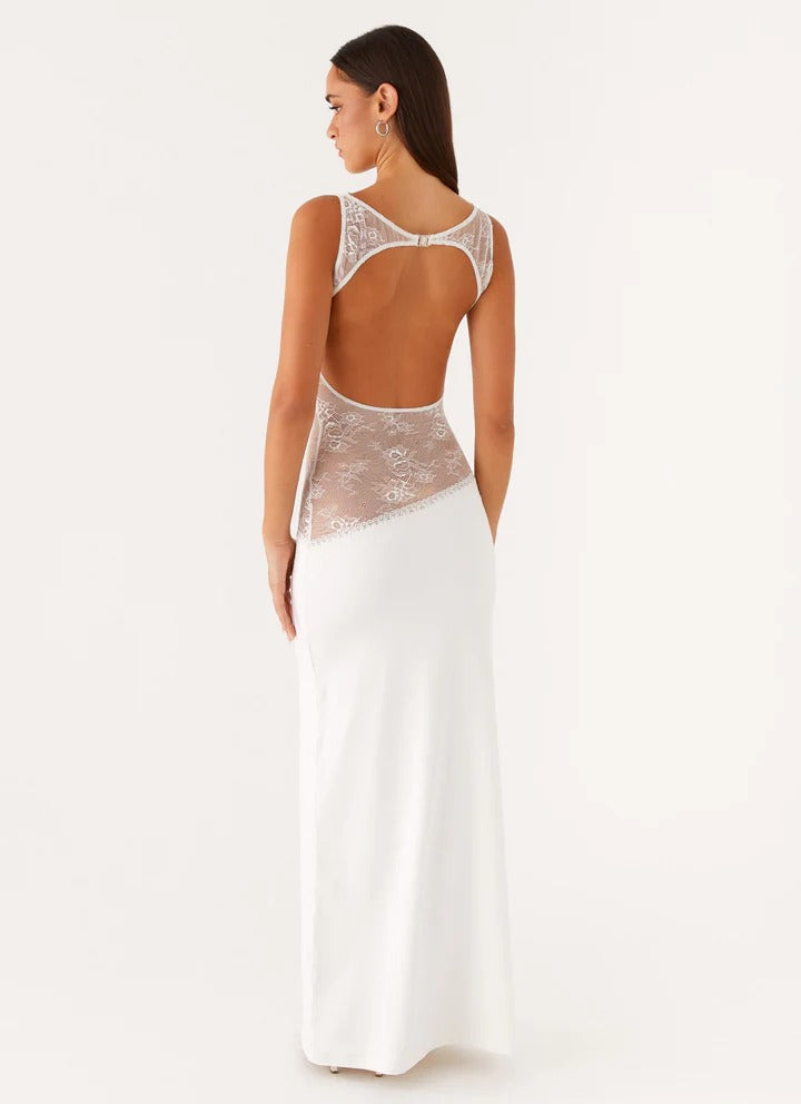 Lucinda - Sheer Lace Panel Maxi Dress