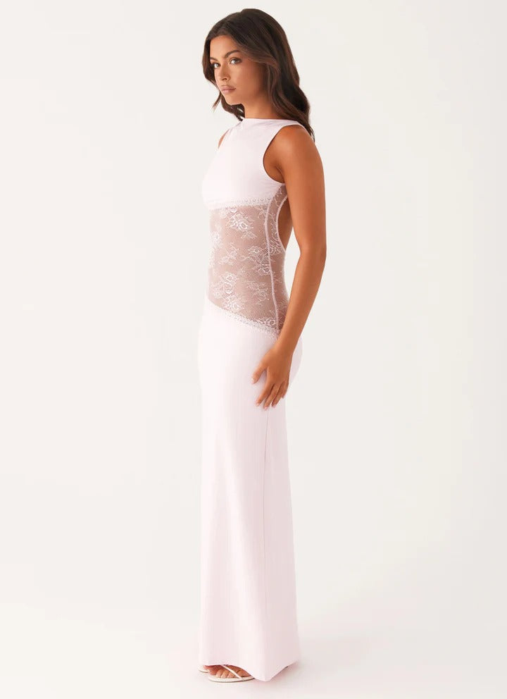 Lucinda - Sheer Lace Panel Maxi Dress
