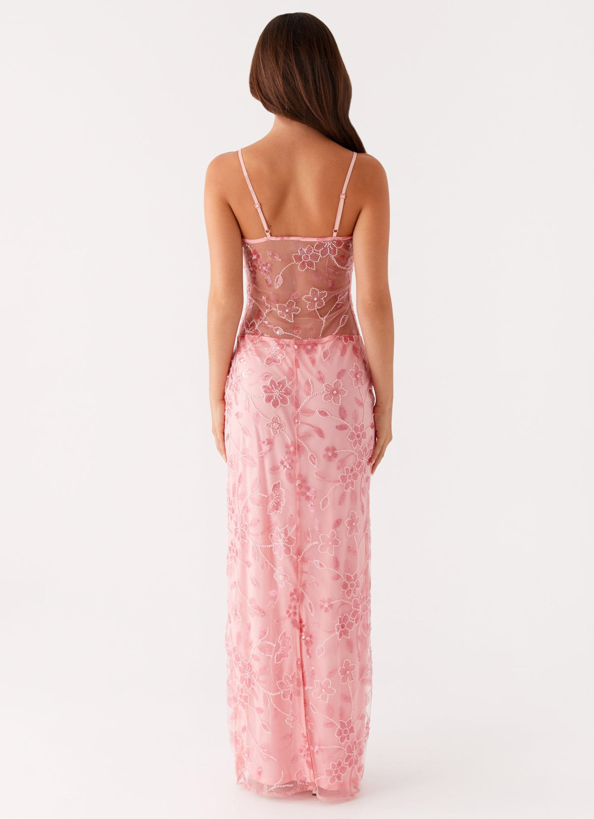 Ayra - Sheer Beaded Floral Maxi Dress