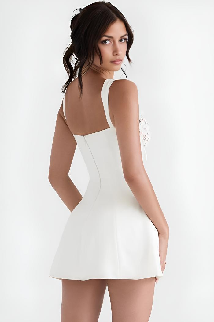 Noirette - Lace-Trimmed Bustier Mini Dress