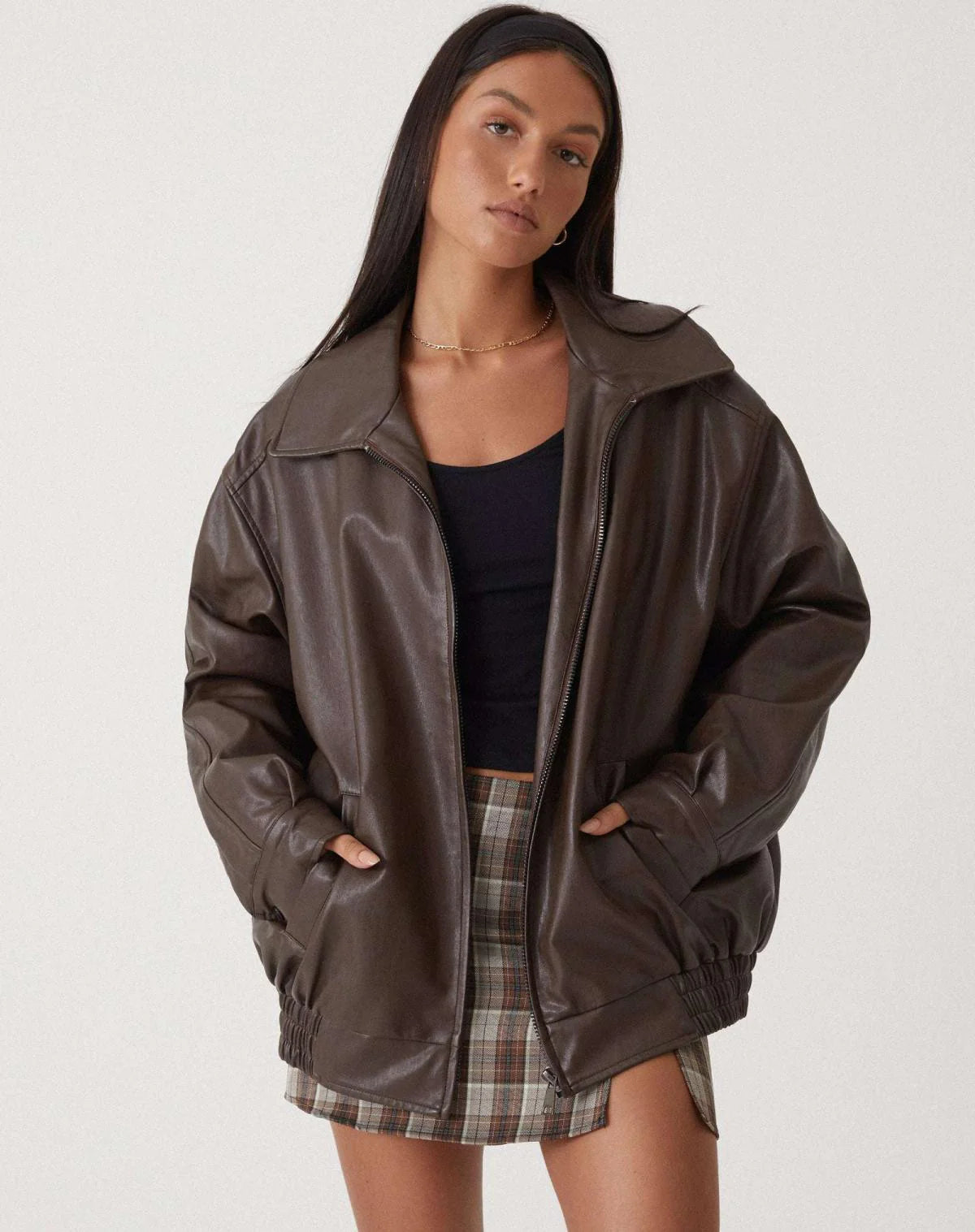 Women’s Oversized PU Jacket - Trendy Streetwear