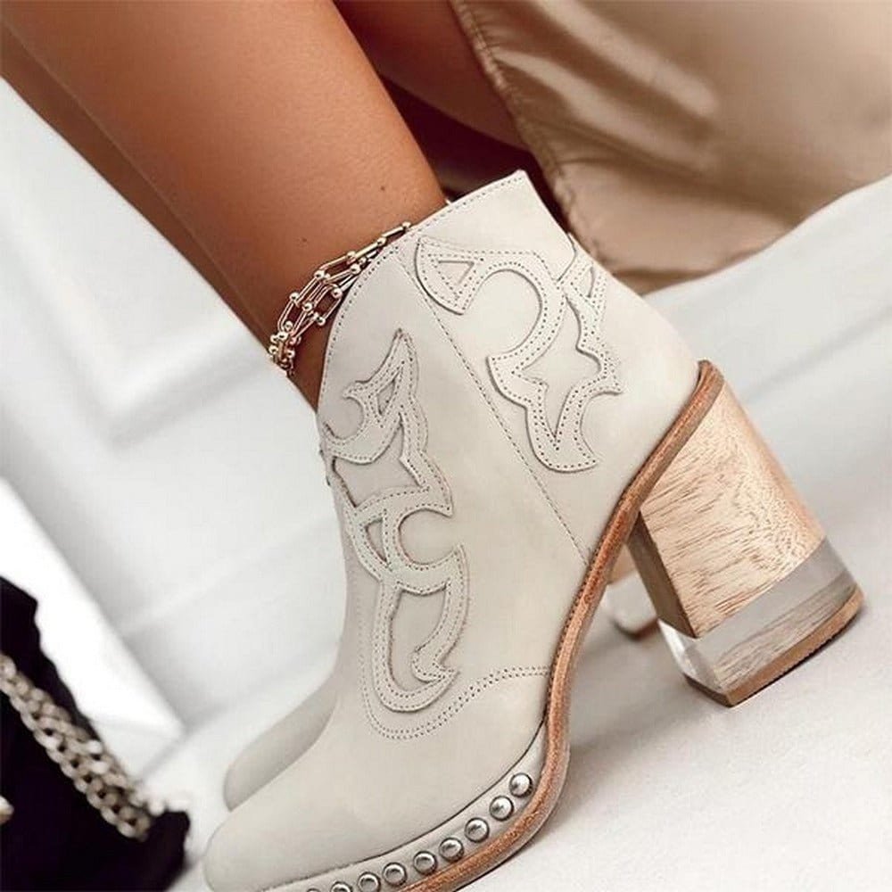 Women's Embroidered Western Cowboy Block-Heel Ankle Boots