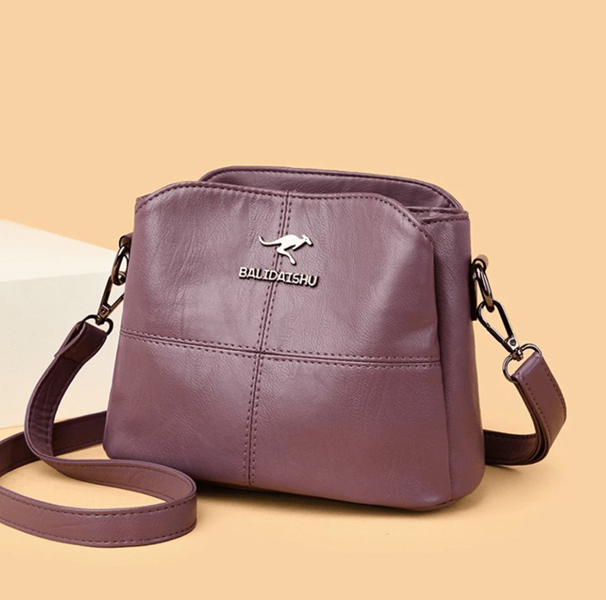 Women's Faux Leather Structured Crossbody Shoulder Bag - Purple