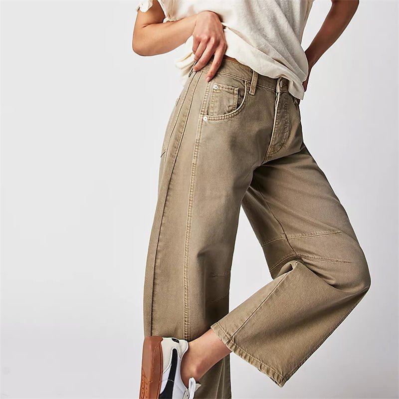 Women's High-Rise Barrel-Leg Acid-Wash Wide-Fit Jeans
