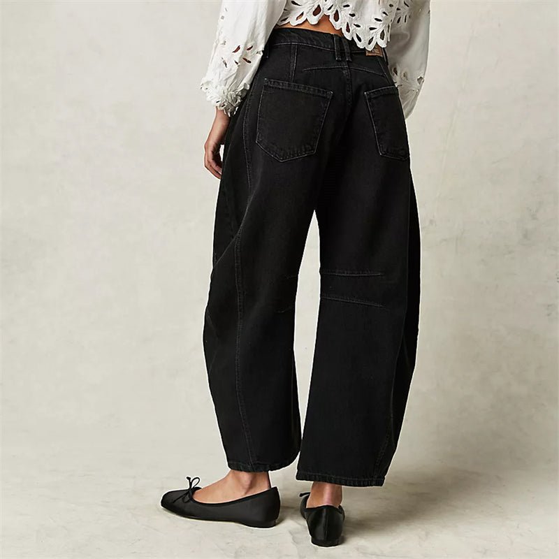 Women's High-Rise Barrel-Leg Acid-Wash Wide-Fit Jeans