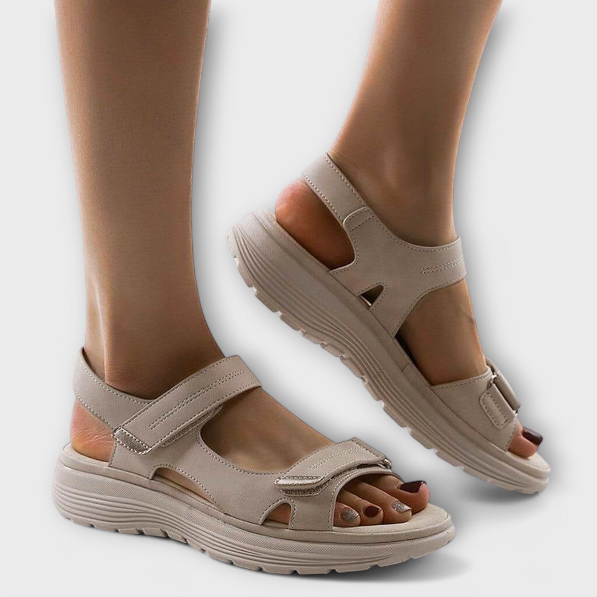 Women's Orthopedic Arch-Support Adjustable-Strap Walking Sandals - Beige