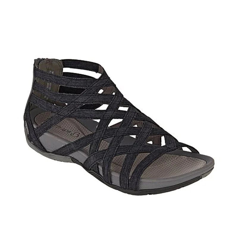 Women's Orthopedic Arch-Support Gladiator Flat Sandals - Black