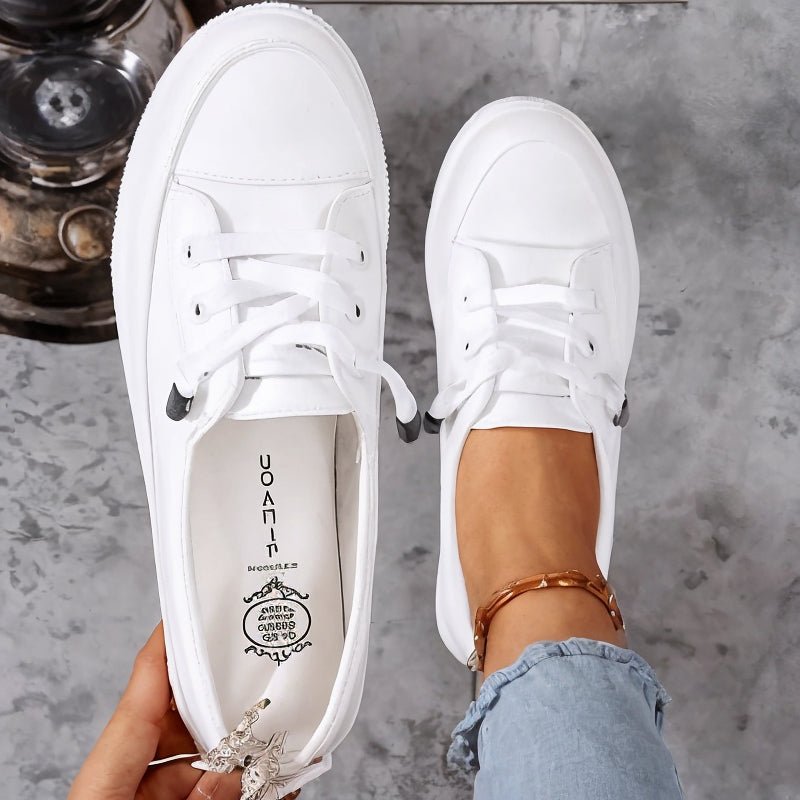 Women's Orthopedic Arch-Support Lace-Up Casual Trainers - White
