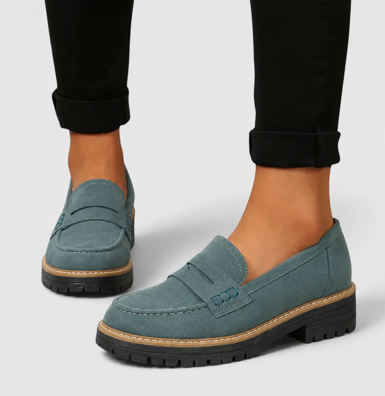 Women's Orthopedic Cushioned Slip-On Loafers - Green