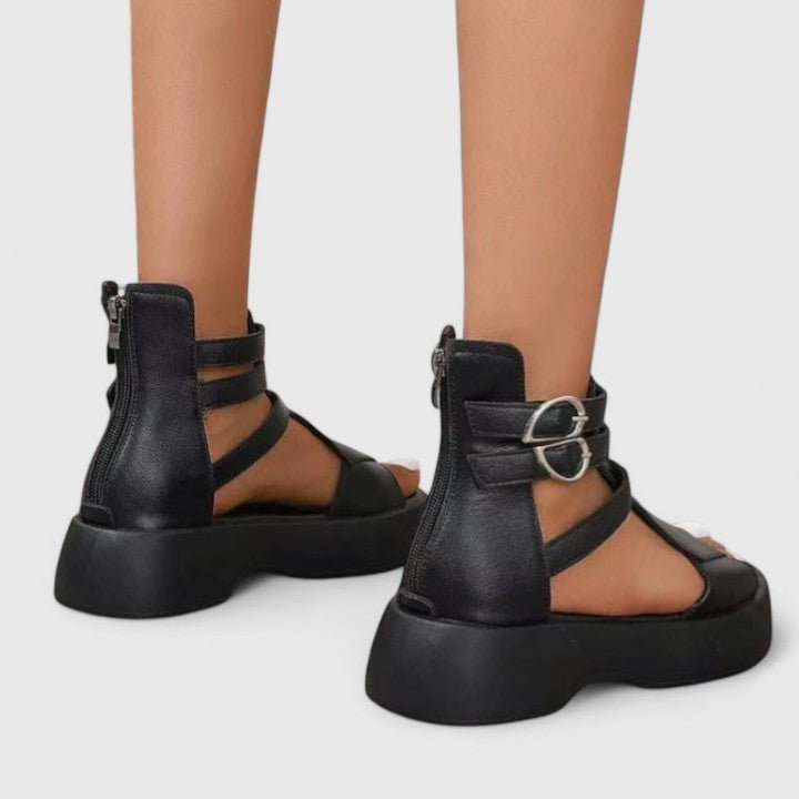 Women's Platform Gladiator Sandals Double-Buckle Ankle-Strap