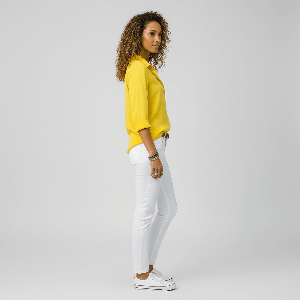 Women's Relaxed-Fit Button-Up Long Sleeve Shirt Collar Blouse