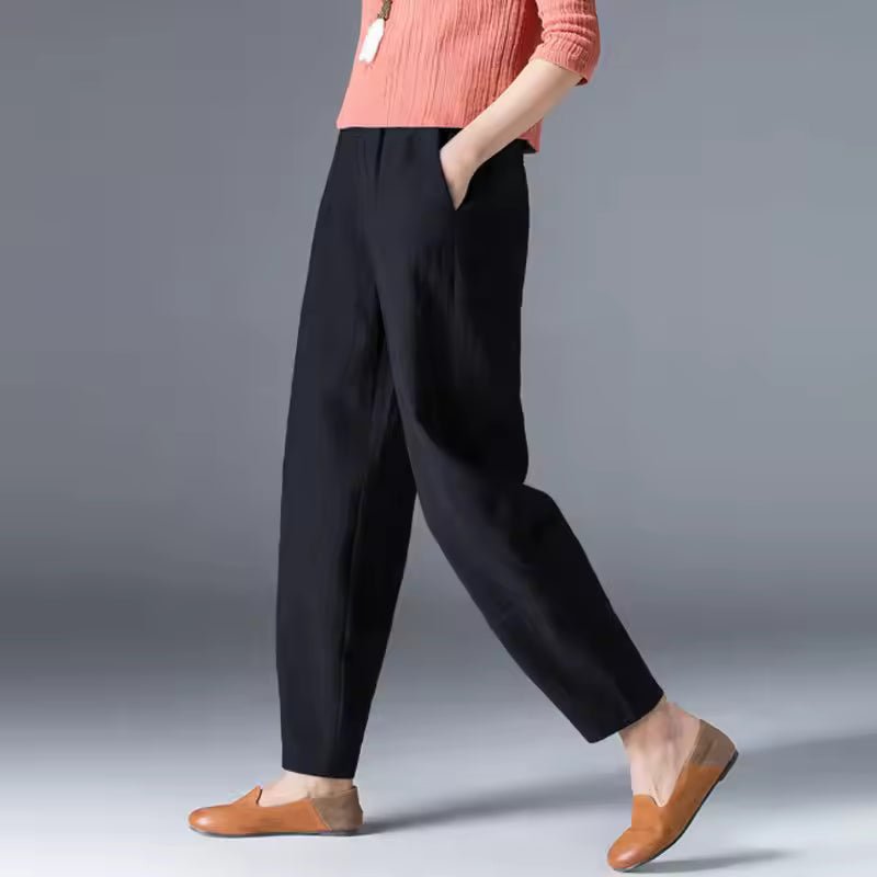 Women's Relaxed-Fit Elastic-Waist Tapered Ankle Trousers