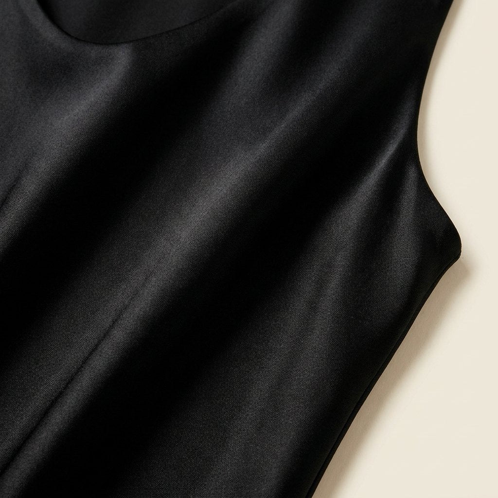 Women's Relaxed-Fit Satin Tank Top Plunging U-Neck