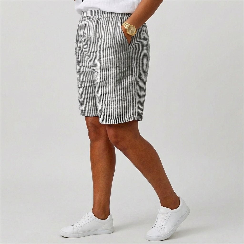 Women's Relaxed-Fit Striped Elastic-Waist Casual Summer Shorts
