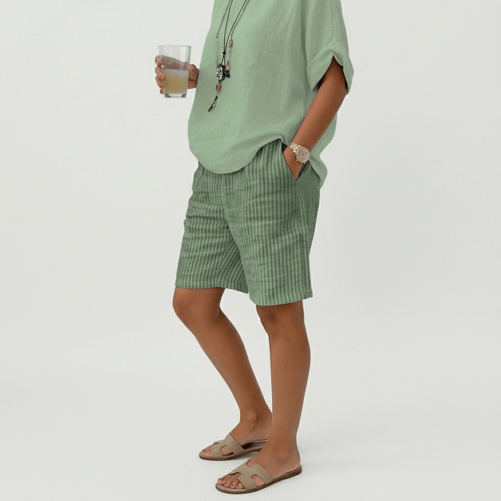 Women's Relaxed-Fit Striped Elastic-Waist Casual Summer Shorts