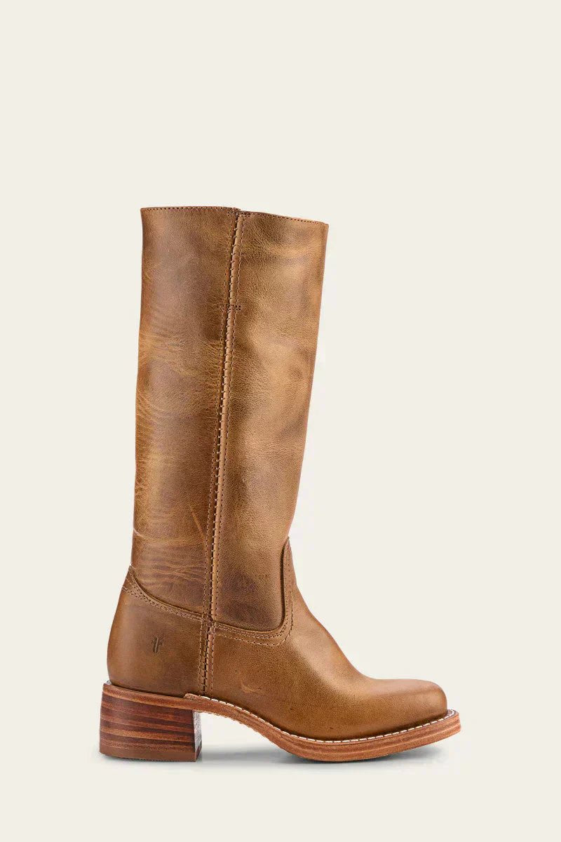 Women's Slim-Fit Leather Knee-High Block-Heel Boots