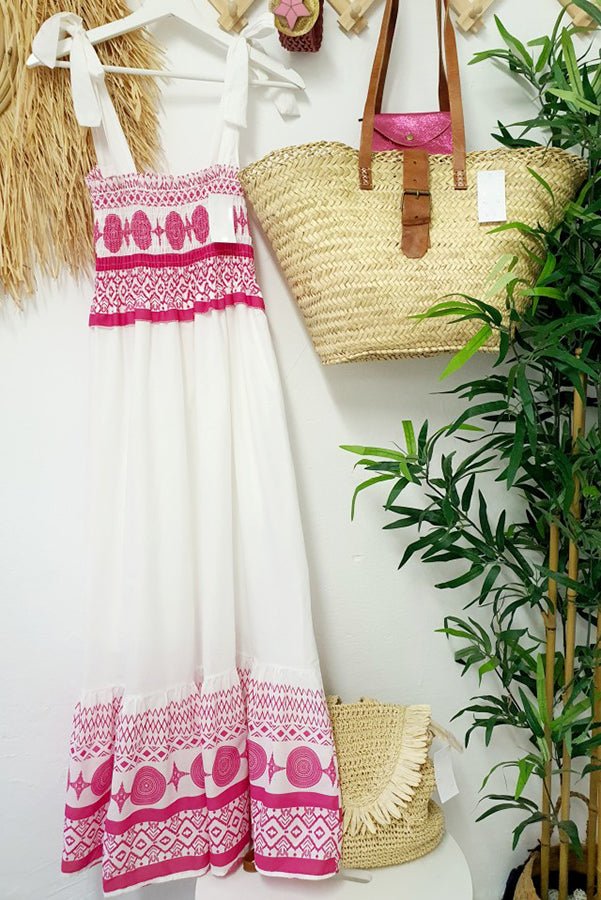 Women's Smocked Bodice Square-Neck Printed Maxi Dress