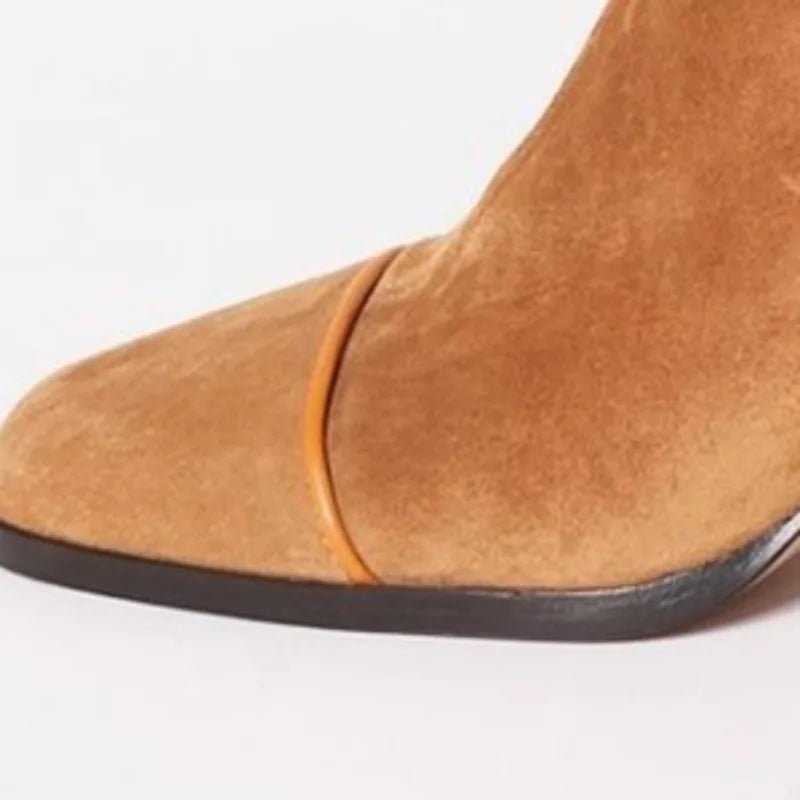Women's Square-Toe Block-Heel Suede Knee-High Boots