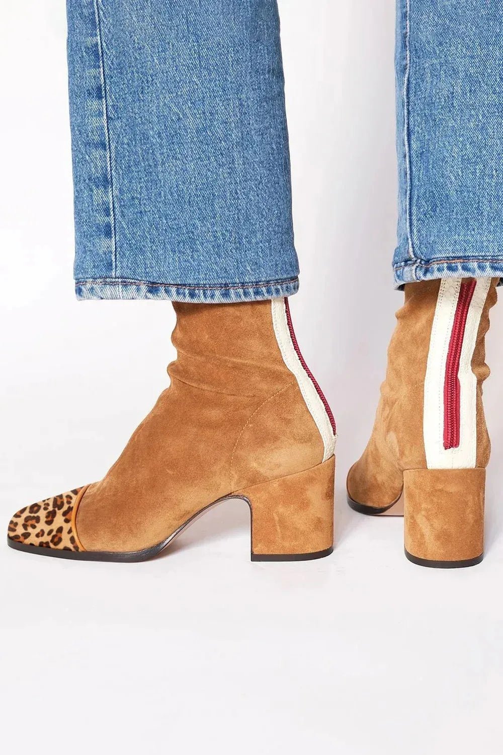 Women's Square-Toe Block-Heel Suede Knee-High Boots