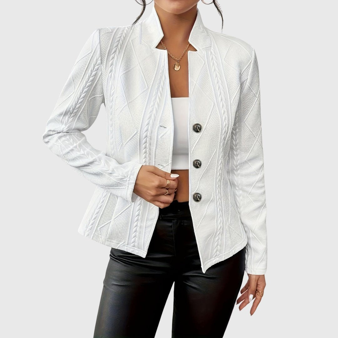 Women's Tailored Cable-Texture Button-Front Blazer Jacket