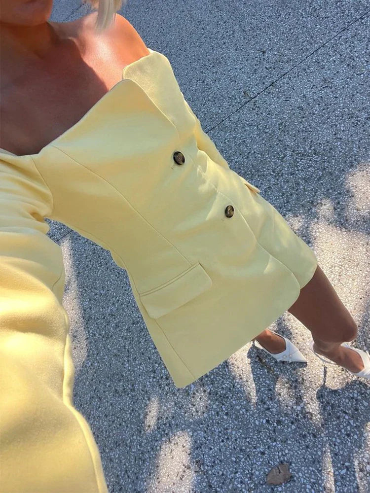 Callie - Off‑Shoulder Blazer Mini Dress