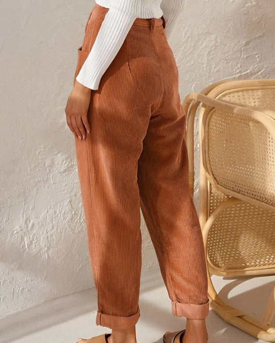 Women’s High-Waist Trousers - Pleated Relaxed Pants